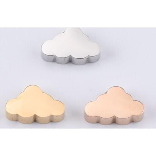 100% Stainless Steel Clouds Beads Charms Rosegold/Gold/Silver Color Metal Cloud Bead 1.8mm Hole Mirror Polished Wholesale 30pcs