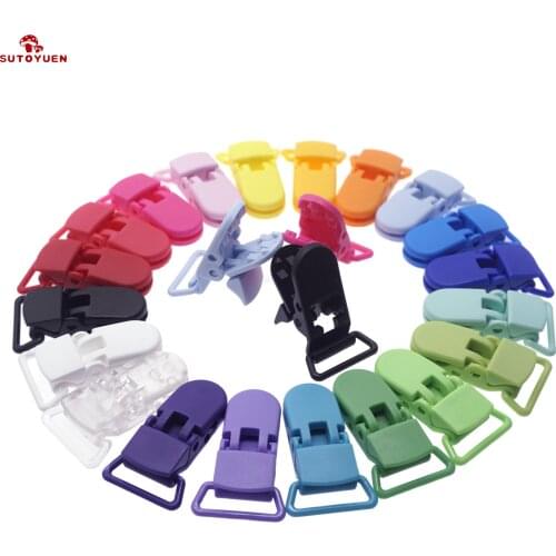 15 color mixed ) DHL 1000pcs 20mm D Shape Sutoyuen Dummy Plastic Pacifier Clip Suspender alligator Soother Clip