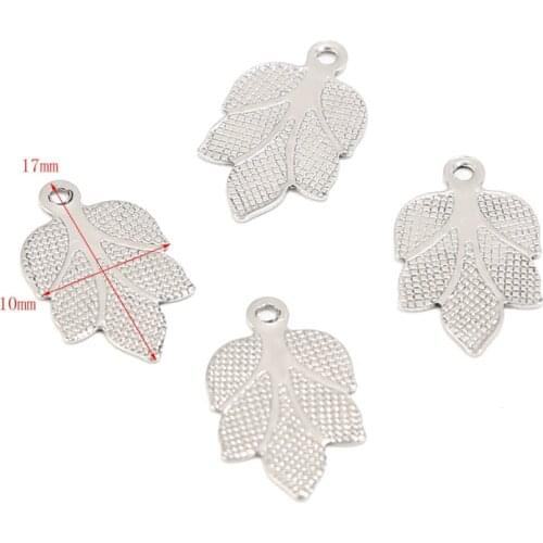 20pcs/lot Leaf Stainless Steel Silve Decoration Pendant Connectors Bohemia Charm Accessories DIY For Earrings Jewelry Making