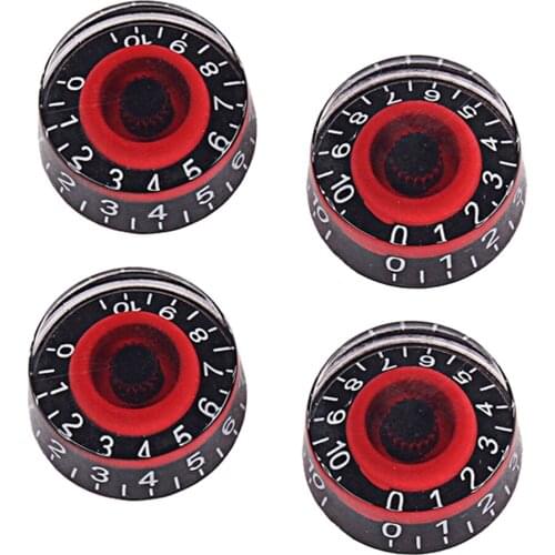 4 Pieces Black+Red Guitar Speed Dial Knobs for Replacement Accessory