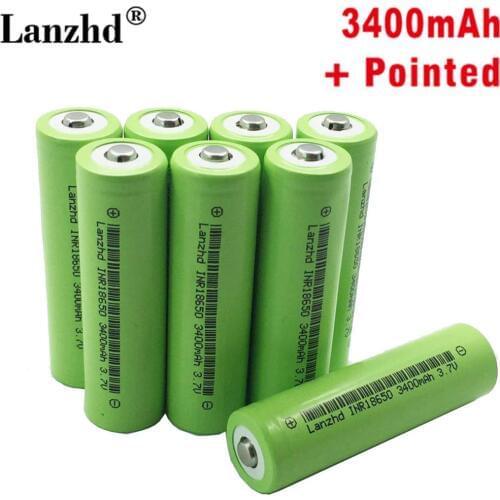 8PCS 18650 Battery li ion 3.7v 3400mah Lithium Rechargeable Battery INR18650 with Pointed For flashlight batteries
