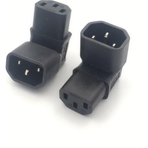 IEC 320 C14 Male To C13 Female 3-Pin Down Angled AC Power Plug Converter Adapter