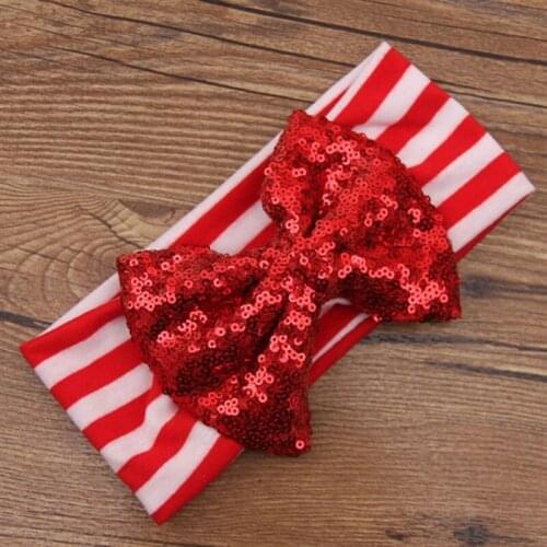 Sequins Bows Striped Headband Halloween Festival Elastic Girl Handmade DIY Hair Accessories Headwear Boutique