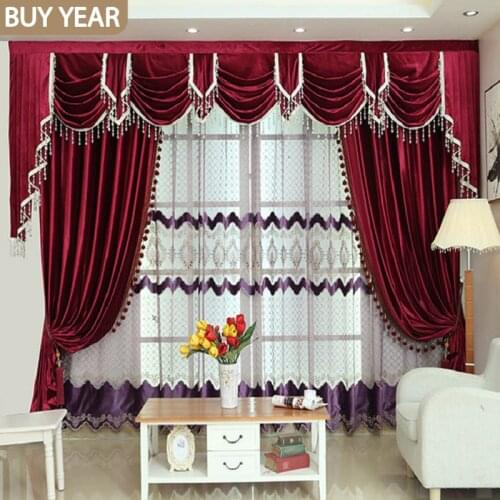 American Curtains for Living Dining Room Bedroom Stage Curtain Italian Velvet Hotel Windows Pelmet Flannel Curtain Tulle Curtain