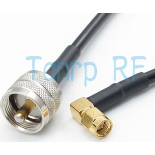 Free shipping! 20INCHRG58 cable UHF male plug to SMA male plug right angle extension 50CM RF Pigtail coaxial jumper cable