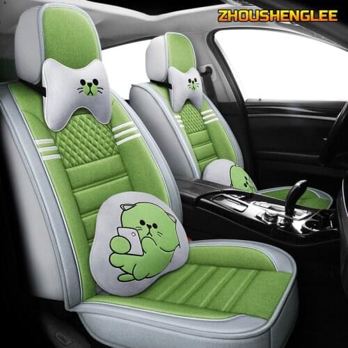 ZHOUSHENGLEE FLAX car sear covers For mitsubishi lancer chevrolet orlando peugeot 206 3008 2008 307 507 508 kia cerato car seats
