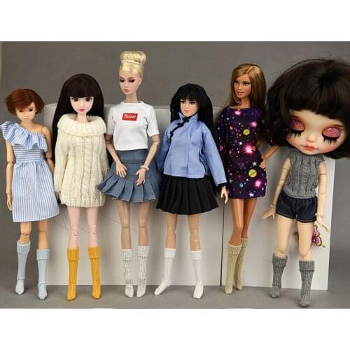 1:6 Doll Socks for Barbie Accessories Stockings Cotton Knee High Leg Warmers Socks for Blythe 1/6 BJD Doll Accessory Kids Toy