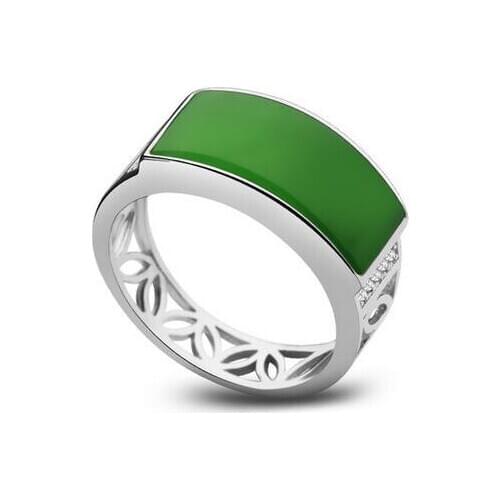 Fine jewelry 925 silver Hetian Jasper natural jade inlaid lovers rings free shipping