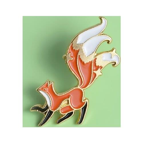 Exquisite Three Tails Walking Fox Totems Enamel Pins Backpack Badges Accessories Kids Clothes Ornaments Decorative Gifts