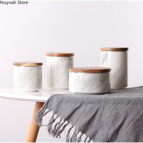 Nordic Creative Kitchen Ceramic Sealed Pot Coffee Bottle Tea Leaf Storage Seasoning Box Storage Jar with Lid Modern Home Storage