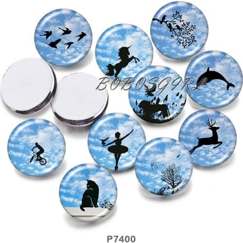 Blue Sky ART 12mm18mm 20mm Snap button jewelry DIY Bracelet Round photo glass cabochons P7400
