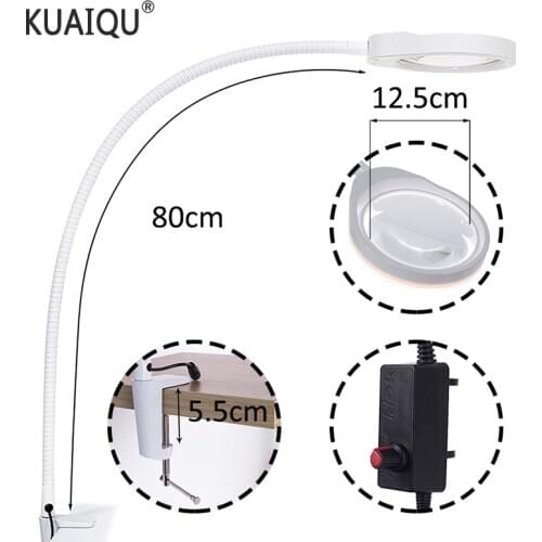 Kuaiqu 220V Crafts Glass Lens LED Desk Magnifier Lamp Light 10X Magnifying Desktop Loupe Repairing Tools with LED Stand hot sale