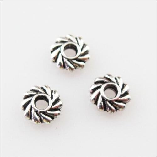 Fashion 250Pcs Tibetan Silver Color Flower Gear Spacer Beads Charms 5mm