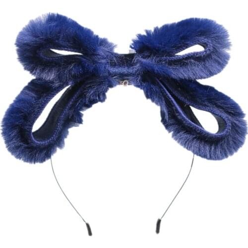 2021-B NEW WINTER STYLE fake rabbit fur double bow huge bow girls hair accessories hairbands