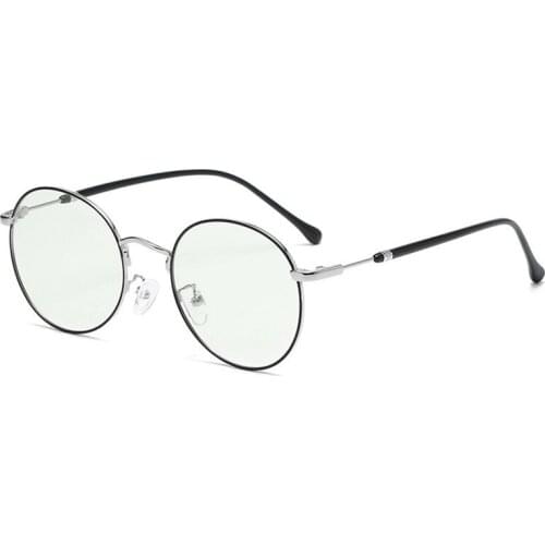 DOISYER Anti - blue - ray computer glasses female flat light color metal retro round frame frame male