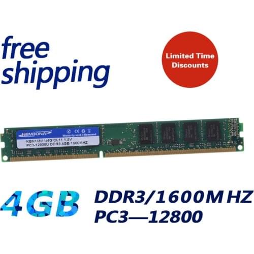 KEMBONA DDR3 4GB Memoria Ram ddr3 4G 1600 For Intel for A-M-D Desktop PC3-12800 Brand New Lifetime Warranty Free Shipping