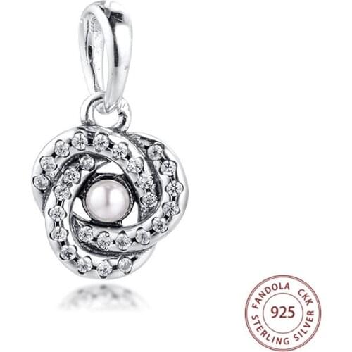 Wholesale 925 Sterling Silver Luminous Love Knot Dangle Beads Charm Fit Women Original Bracelets DIY Jewellry Making