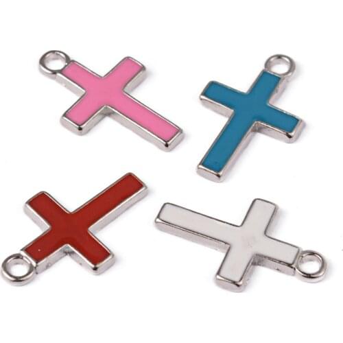 Colorful Oil Necklace Alloy Cross Pendant DIY Cross Eardrops Necklace Pendant Accessories diy crafts chains jewelry making