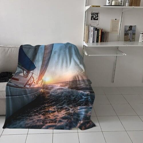 Sailboat The Sea Sunset Home Blanket High Quality Bedroom Living Room Sofa Blanket Lounge Hotel Travel Portable Soft Blanket