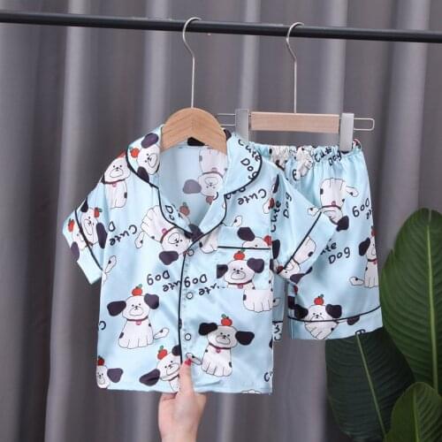 Summer pajamas Girls Children Clothing Sets sleepwear Baby Kids Clothes Suit Short sleeve T-Shirt +shorts Pants 2PCS Home suit