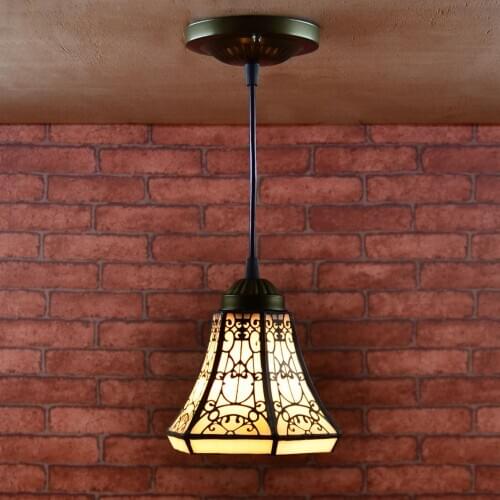 European Tiffany Style Retro Stained Glass Pendant Light Balcony Aisle Porch Corridor Small Bathroom Hanging Lamp luminaire