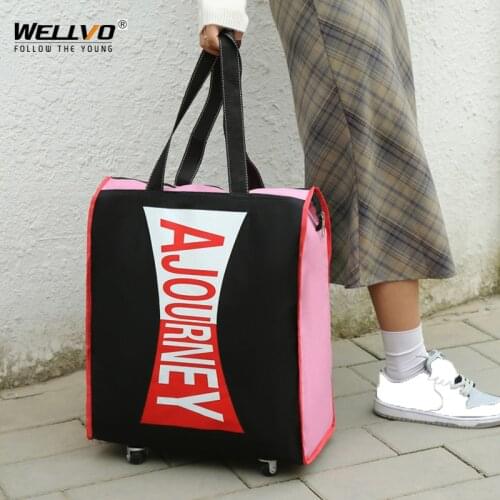 Portable Travel Bag Rolling Suitcase Luggage Aviation Checked Bag Mobile Rolling Shoulder Bags Oxford Cloth Bag With Wheel X50C