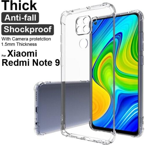 Anti-knock non-slip Case for Xiaomi Redmi Note 9 Note9 M2003J15SC M2003J15SG M2003J15SS 6.53'' Soft Transparent Case