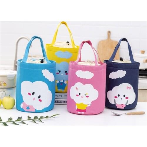 Straight Insulation Bag Cloud Pattern Hand Held Beam Mouth Large Capacity Thickened Aluminum Foil Fresh-keeping Lunch Box Bags