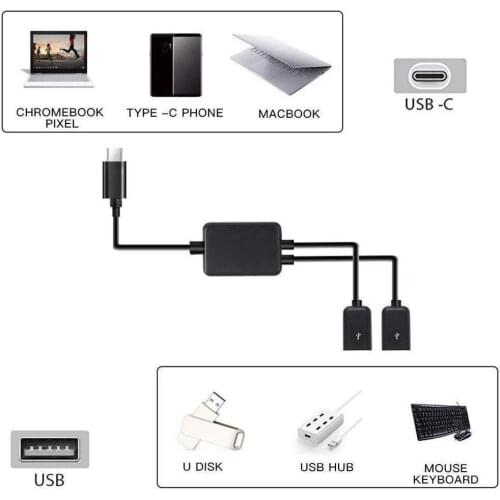 Drop shipping 2in1 Micro USB Dual Host OTG Charge Hub Cable Tablet Splitter Black Cable For Android Smartphones Adapter D6Q8