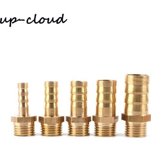 5pcs Brass 1/4 inch to 6mm 8mm 10mm 12mm 14mm Male Thread Straight Connector Gas Aquarium Air Pump Hose Water Pump Pipe Adapter