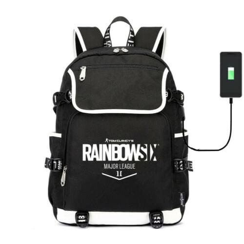 Cartoon Game Rainbow USB Charging Backpack Schoolbag Book Student USB Charge travel Bag Mochila