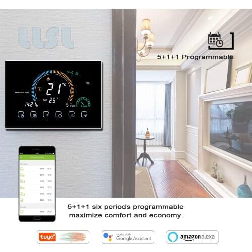 Tuya wifi Floor heating thermostat LCD touch screen for heating programmable digital controller,Works with Alexa Google Home