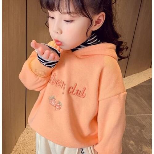Girls' Hoodies Sweatshirts Kids Outwear 2021 Cool Plus Velvet Thicken Winter Autumn Top Cotton Pullover Childrens Clothing