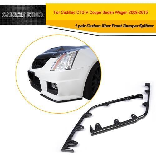 Carbon Fiber Front Center Lip Side Splitters Spoiler Flaps Chin Bumper Protector For Cadillac CTS V 2009 - 2015 Non Vsport