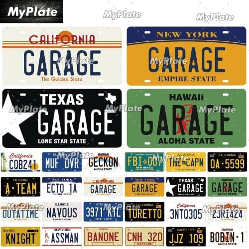 Vintage Metal Garage Poster USA Car Number Metal License Plate Wall Bar Pub Garage Tin Signs & Plaques Bar Sign Home Decor