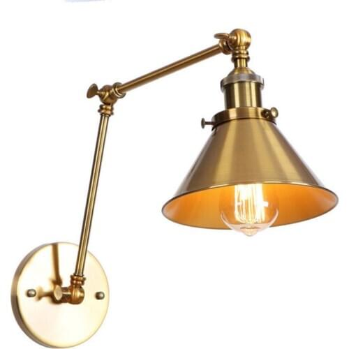 Vintage Swing Arm Wall Lamp Gold Black Rustic Loft Industrial Sconce Wall Lights Fixtures Bedside Corridor Antique Led Wandlamp