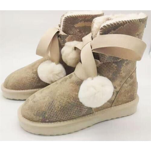 Waterproof Genuine Cowhide Leather Snow Boots 2020 Cheap Top Quality Shoes Women Wool Women Boots Warm Winter Shoes for Women