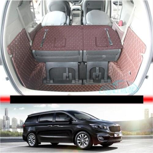 Fiber leather car trunk mat for kia carnival 2016 2017 2018 2019 3rd generation grand carnival Grand Sedona car accessories
