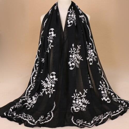 High Quality Cotton Scarf Shawls Embroider Muslim Hijabs Floral Long Wraps Summer Popular Muffler 200*90cm 10pcs/Lot Wholesale