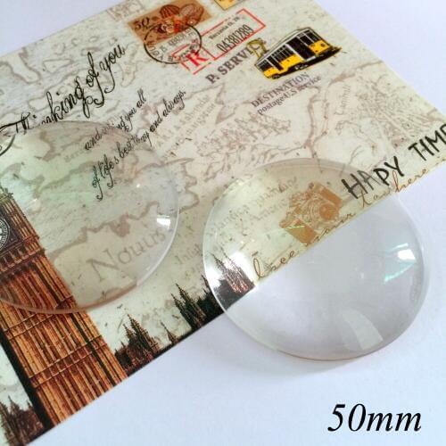 ZEROUP 1pcs/lot 50mm Handmade Clear Glass Cabochon Domed Round Jewelry Accessories
