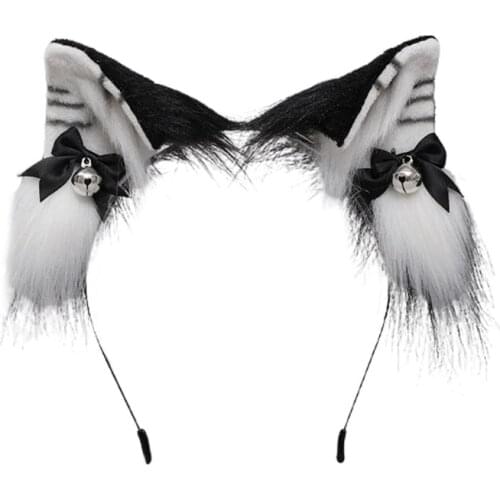 Girls Animal Cat Ears Plush Hair Hoop Lolita Bell Bow Hairpin Lovely Party Headdress Anime Cosplay Kawaii Accessories