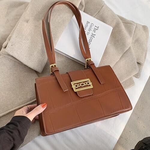 Stone Pattern Handbags PU Leather Shoulder Bags For Women 2021 Luxury Designr Large Capacity Top-handle Bag Female Shopping Tote