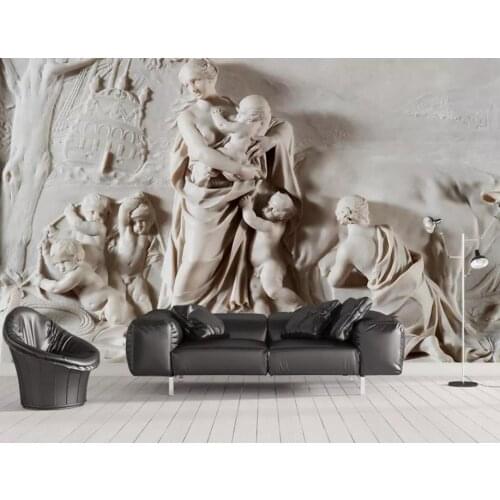 08 Custom Wallpaper 3D Relief Greece Angle and God Art Wall Mural Living Room Bedroom Wallpaper