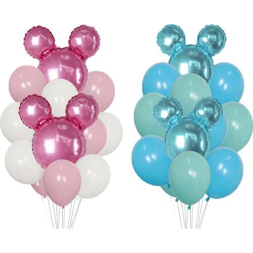 1set Mickey Minnie Mouse Balloons Birthday Latex Balloon Baby Shower Birthday Party Decoration Kids Foil Balloon Air Globos Toy