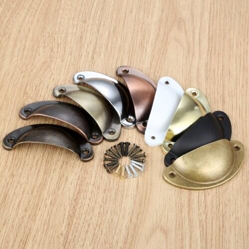 1Pcs Shell Handle Pull Kitchen Drawer Cabinet Door Handle Furniture Knobs Hardware Cupboard Antique Iron Shell Pull Handles
