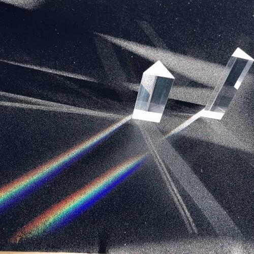 1PC Triangular Prism Optical Prisms Glass Physics Teaching Refracted Light Spectrum Rainbow Teaching Equipment 25*25*80MM