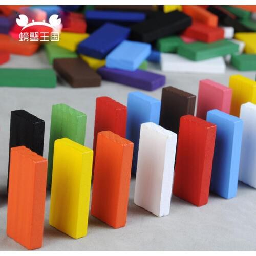 120pcs Children Color Sort Rainbow Wood Domino Blocks Kits Early Learning Bright Dominoes Games Educational Toys For Kid Gift