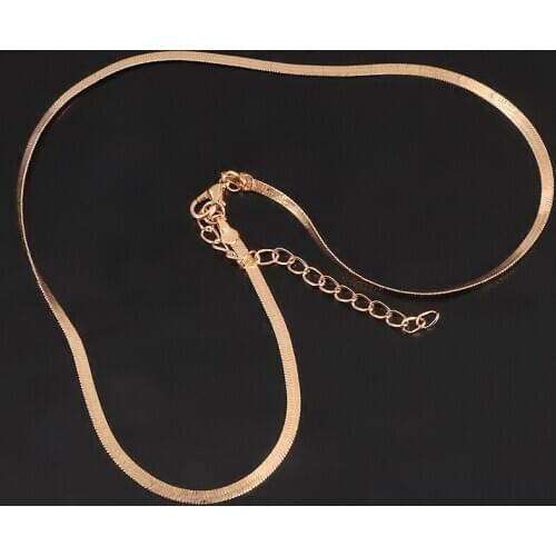 43cm Simple Women Necklaces Fashion Flat Snake Bone Chain Gold Girl Gift Short Clavicle Blade Chain