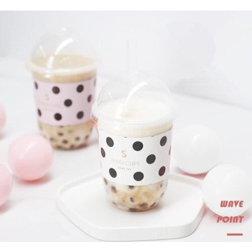 50pcs Net red transparent ice cream cup packaging pudding jelly yogurt dessert cups party milk tea cup with lid and paper sleeve