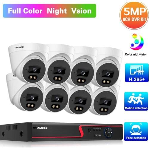 5MP Home CCTV Monitoring Security Camera System Set 8CH DVR Kit AHD Dome Video Surveillance Camera Sysmte Kit 8 Channel XMEYE